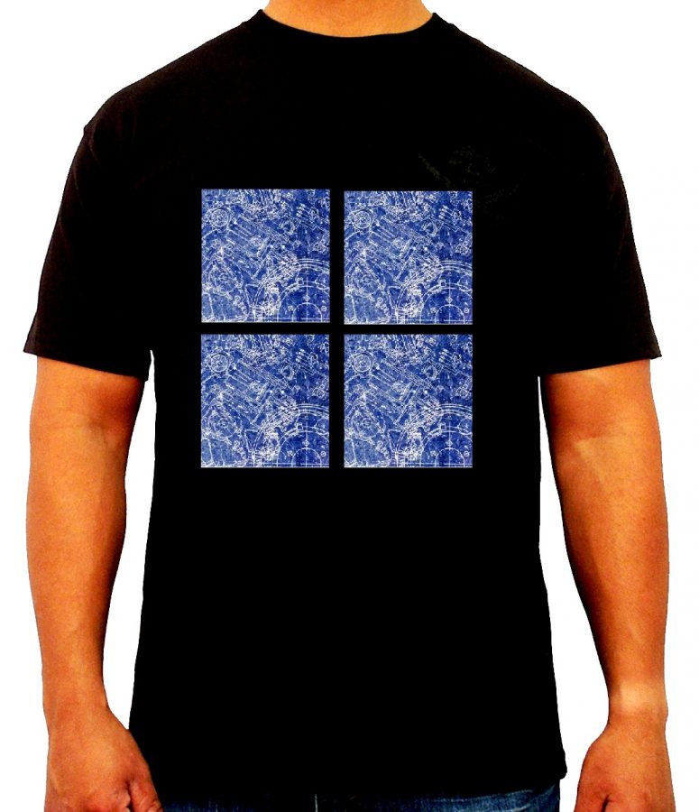 01-mech t shirt - blue print designs