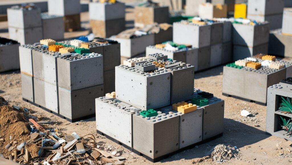 LEGO-like concrete blocks made from waste